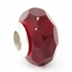 Dark Red Faceted Glass Bead